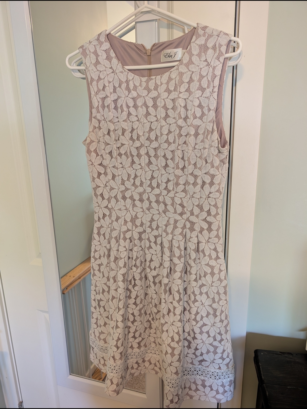 Sleeveless Lace Dress in Blush and White